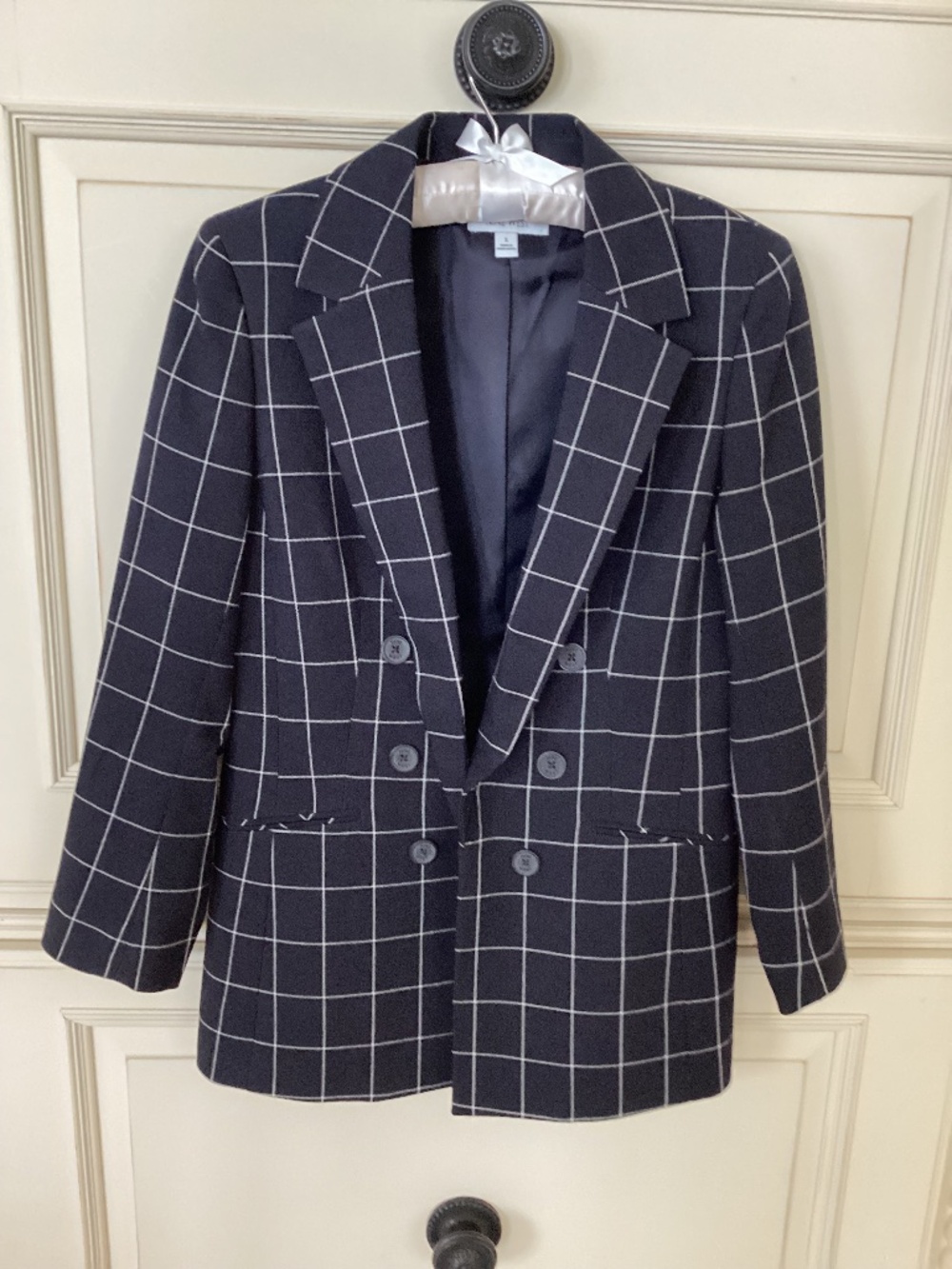 NINE WEST -  BLACK AND WHITE WINDOWPANE JACKET - SIZE S